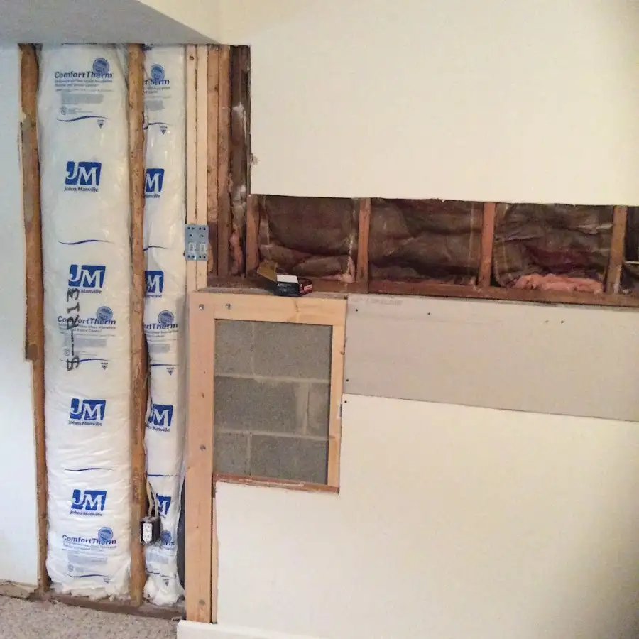 Wall insulation replacement during Basement Flood Cleanup in Kenton